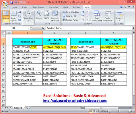 Excel Functions LEFT, RIGHT, MID, and LEN for .